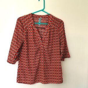 Excellent condition top from Dina Be! Size small Navy/orange/white Aztec pattern